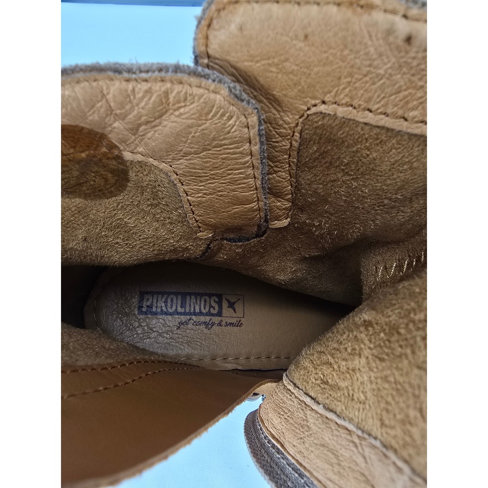 Pikolinos Womens Tan Stone Suede Ankle Boots Buckle Zip Side Block Heel Size 36 - Picture 11 of 11